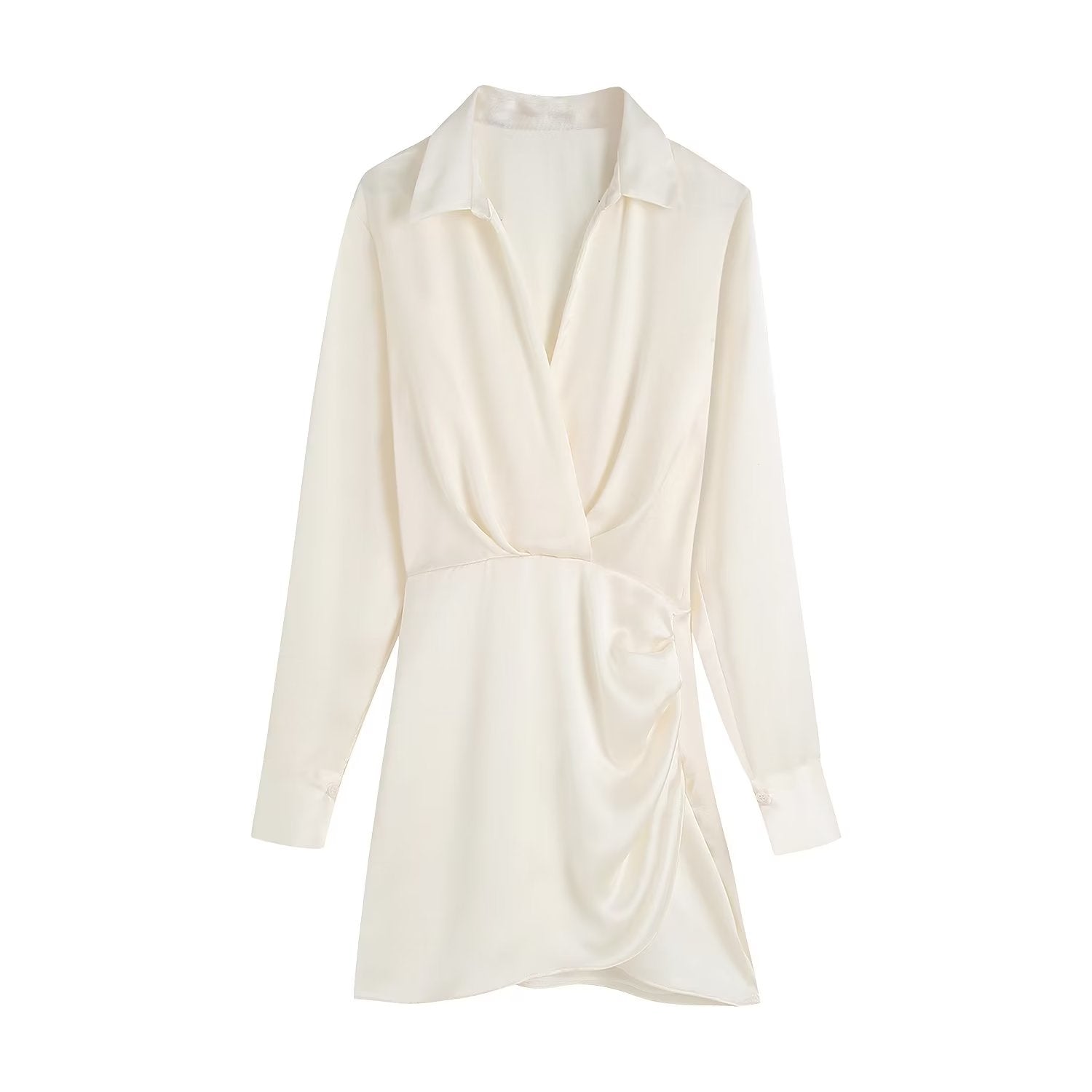 PB&amp;ZA Women 2022 Autumn New Chic Fashion silk satin texture Mini Dress Vintage Long Sleeve Female Dresses Vestidos Mujer