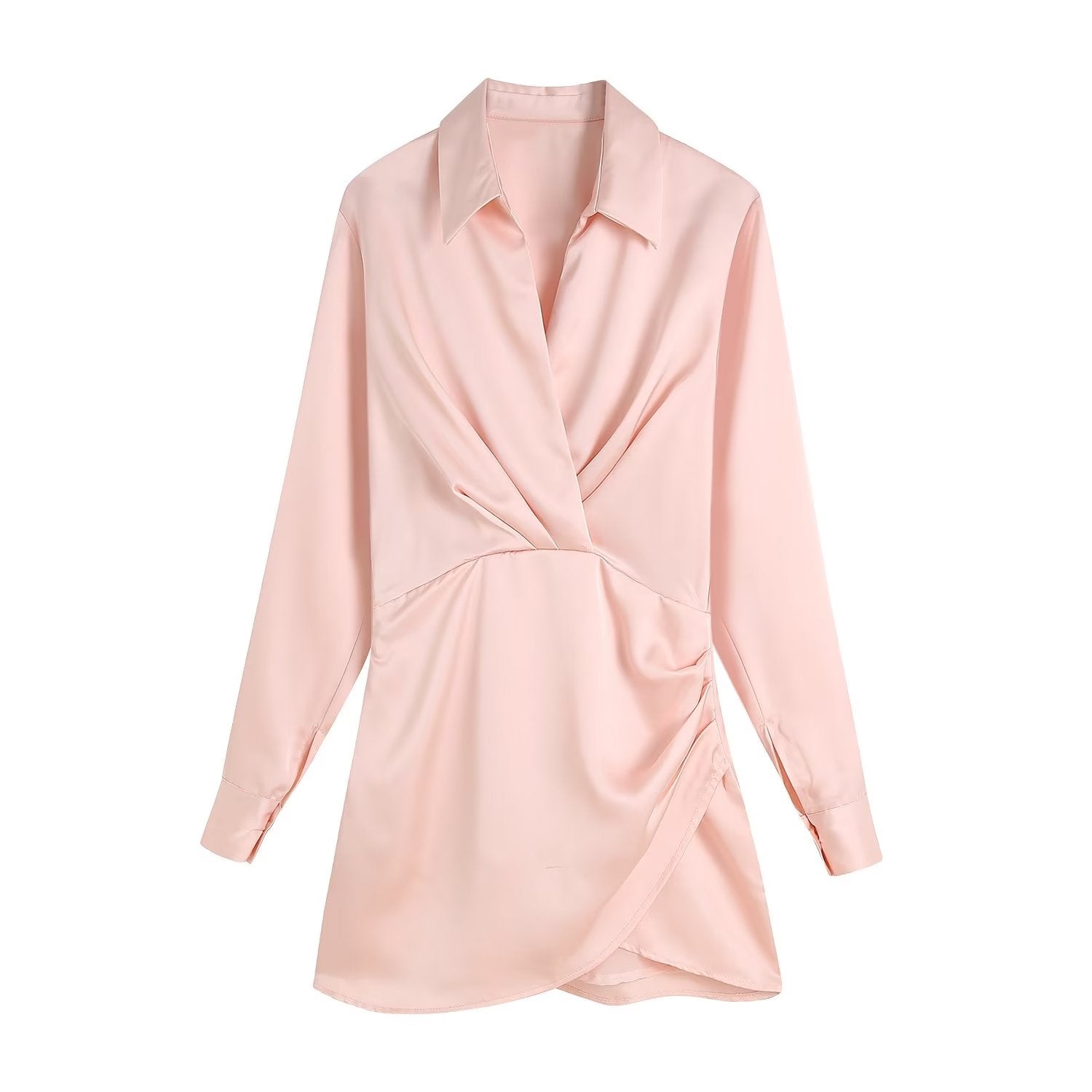 PB&amp;ZA Women 2022 Autumn New Chic Fashion silk satin texture Mini Dress Vintage Long Sleeve Female Dresses Vestidos Mujer