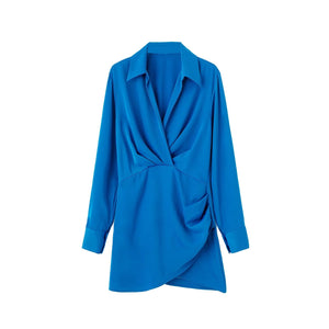 PB&amp;ZA Women 2022 Autumn New Chic Fashion silk satin texture Mini Dress Vintage Long Sleeve Female Dresses Vestidos Mujer