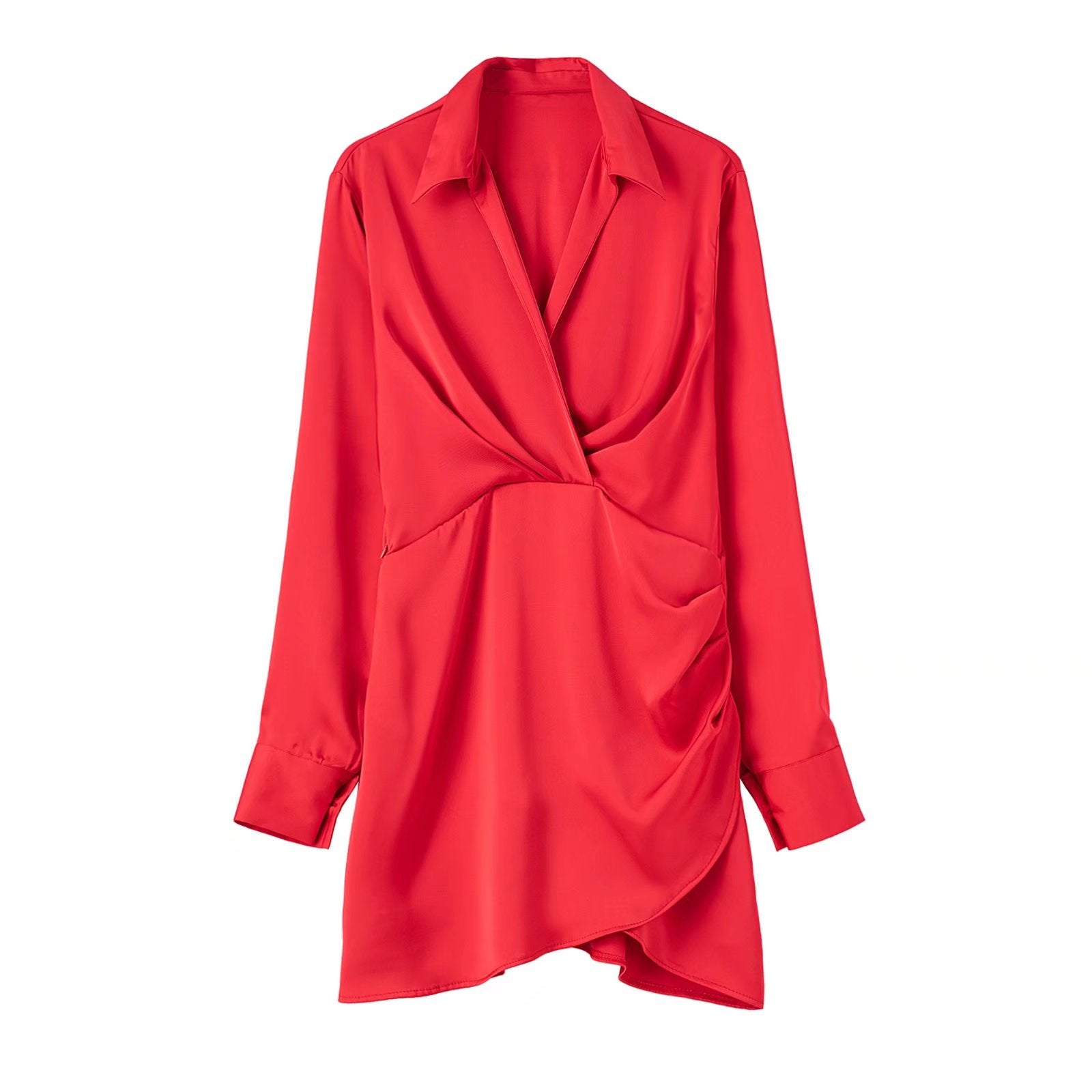 PB&amp;ZA Women 2022 Autumn New Chic Fashion silk satin texture Mini Dress Vintage Long Sleeve Female Dresses Vestidos Mujer