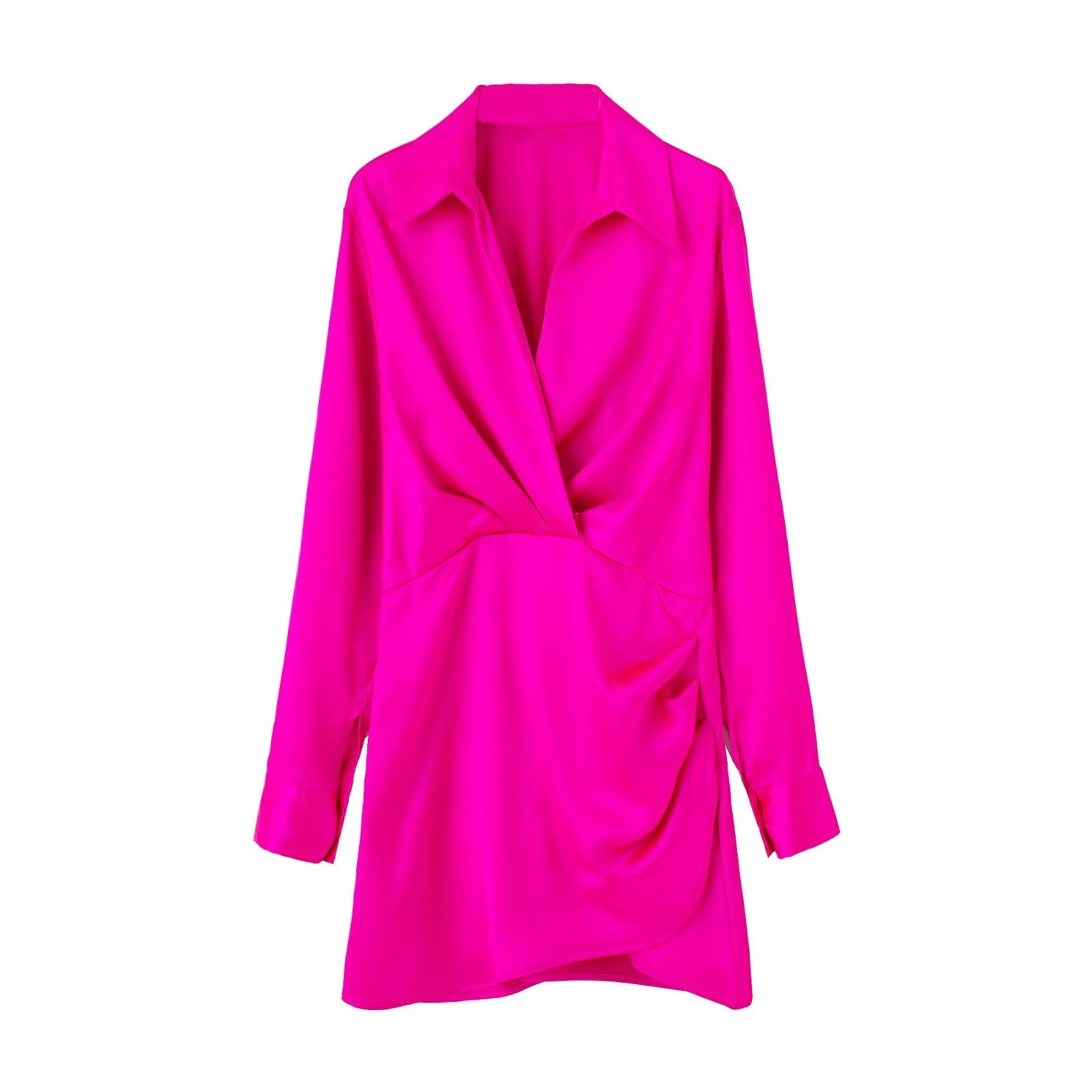 PB&amp;ZA Women 2022 Autumn New Chic Fashion silk satin texture Mini Dress Vintage Long Sleeve Female Dresses Vestidos Mujer