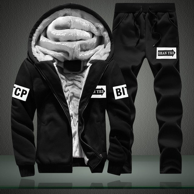Winter Tracksuits Men Set  Hoodies+Pants