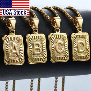 Colgante de letra inicial unisex AZ 26 Charm Collar de letras de color oro amarillo