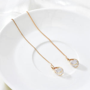 Vintage Gold Color Bar Long Thread Tassel Drop Earrings for
