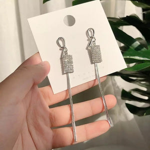 Vintage Gold Color Bar Long Thread Tassel Drop Earrings for