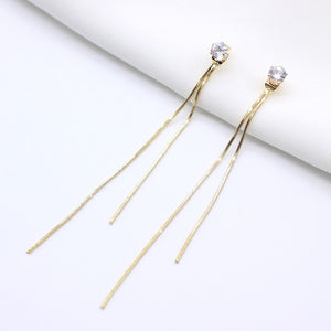 Vintage Gold Color Bar Long Thread Tassel Drop Earrings for