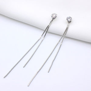 Vintage Gold Color Bar Long Thread Tassel Drop Earrings for