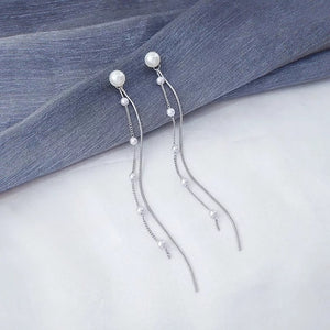 Vintage Gold Color Bar Long Thread Tassel Drop Earrings for