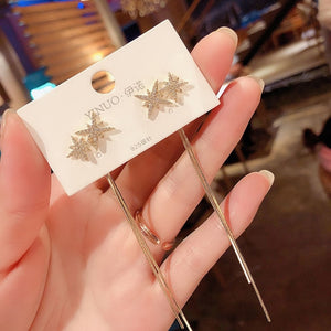 Vintage Gold Color Bar Long Thread Tassel Drop Earrings for