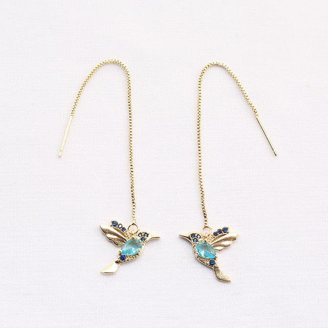 Vintage Gold Color Bar Long Thread Tassel Drop Earrings for