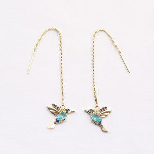 Vintage Gold Color Bar Long Thread Tassel Drop Earrings for
