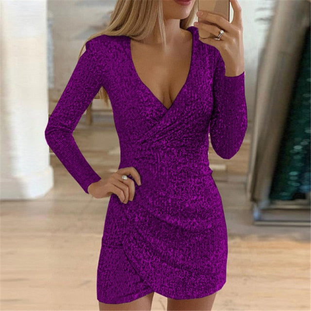 NORMOV Party Sexy Dress Women Strapless Hollow Out Long Sleeve Summer Dress Solid Pleating Bandage Dresses