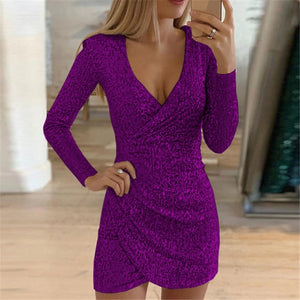 NORMOV Party Sexy Dress Women Strapless Hollow Out Long Sleeve Summer Dress Solid Pleating Bandage Dresses