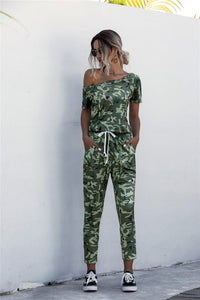 Women Summer Solid Color Jumpsuits Drawstring Design Pockets Decor Short Sleeve Mid Waist